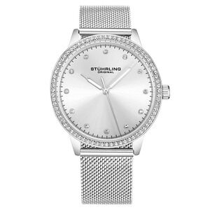 Stuhrling 3904 Quartz Crystal Accented Mesh Bracelet Women's Watch - 38mm